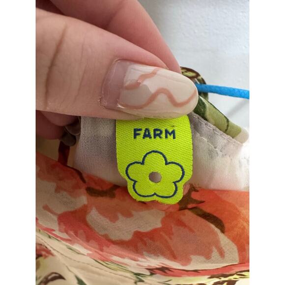 Farm Rio Beige Floral Maxi Dress Spaghetti Straps Racerback Cream Pink Size XS - Picture 12 of 14